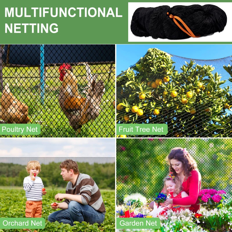 DQS Bird Netting - 50' x 50' Garden Netting with 1' Square Mesh for Chicken, Protect Blueberries, Fruit Trees from Deer, Squirrel for Farm, Orchard - Image 5